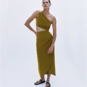 NWT Zara asymmetrical midi dress